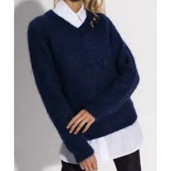 Central Park West Fuzzy Sweater in Navy blue- Size: XS NWT - Picture 1 of 10